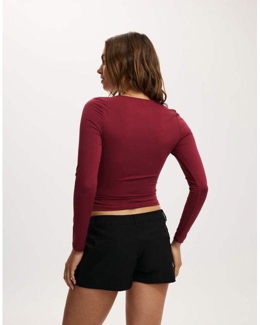 Cotton On Red Steffi Trim Long Sleeve Top