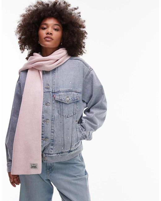 Levi's Ribgebreide Sjaal Met Labellogo in het Blue