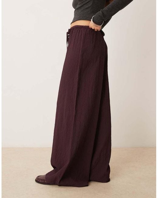 Wednesday's Girl Purple Textured Wide Leg Tie Up Trouser