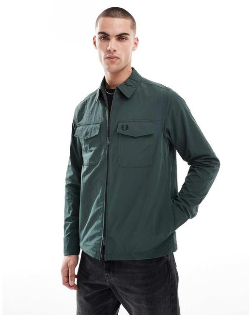 Fred Perry Overshirt Met Ritssluiting in het Green voor heren