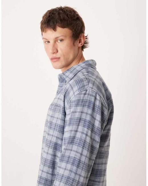 Abercrombie & Fitch Blue Long Sleeve Flannel Shirt for men