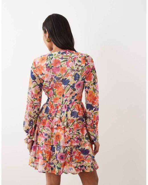 Vila Multicolor Tiered Mini Dress