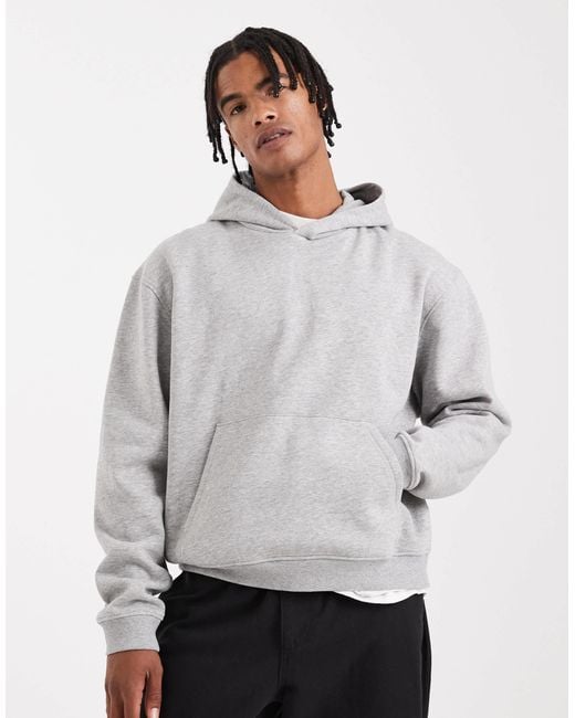 ASOS – essential – kastiger oversize-kapuzenpullover in Gray für Herren