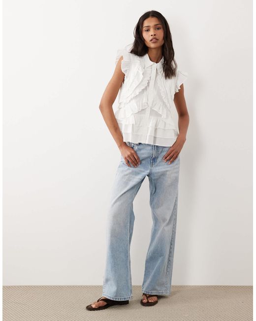 Y.A.S White exaggerated Ruffle Blouse