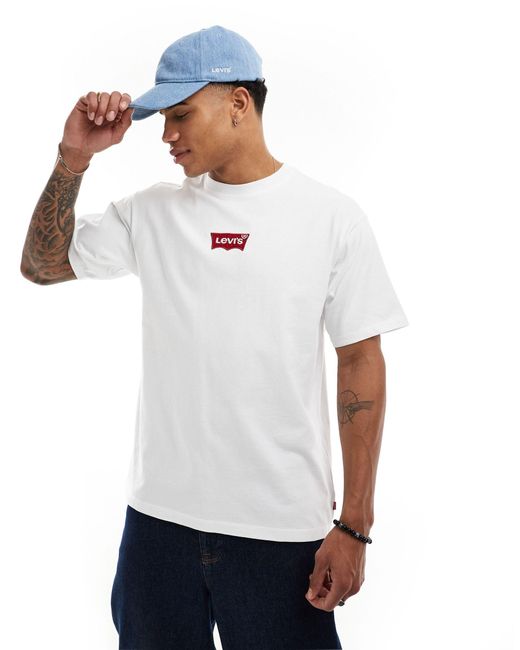 T-shirt bianca con logo batwing al centro di Levi's in White da Uomo