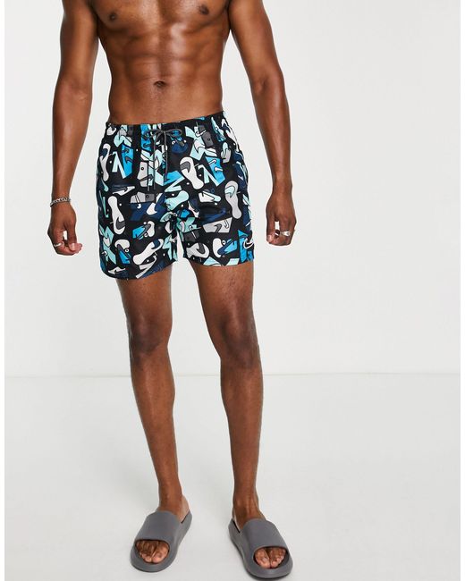 Nike Blue Icon 5 Inch Flip Flop Patterned Swim Shorts for men