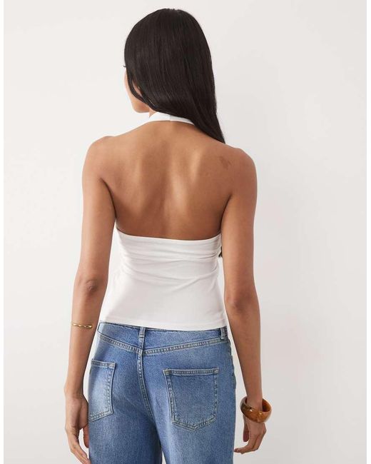 ASOS White Double Layer Minimal Halter Neck Top