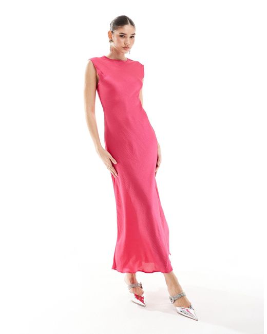 ASOS Pink Satin Midi Dress