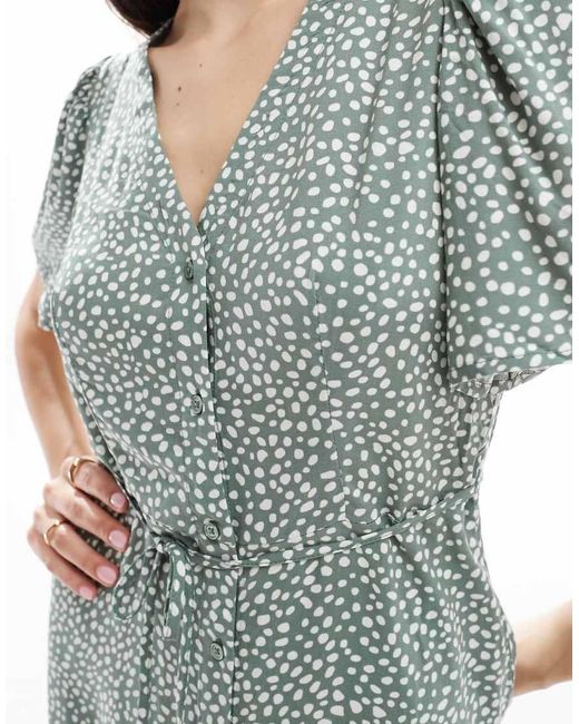 Vero Moda Blue Button Through Mini Skater Dress