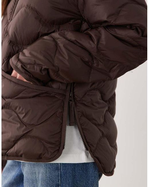 ARKET Brown Quilted Jacket With Zip Front