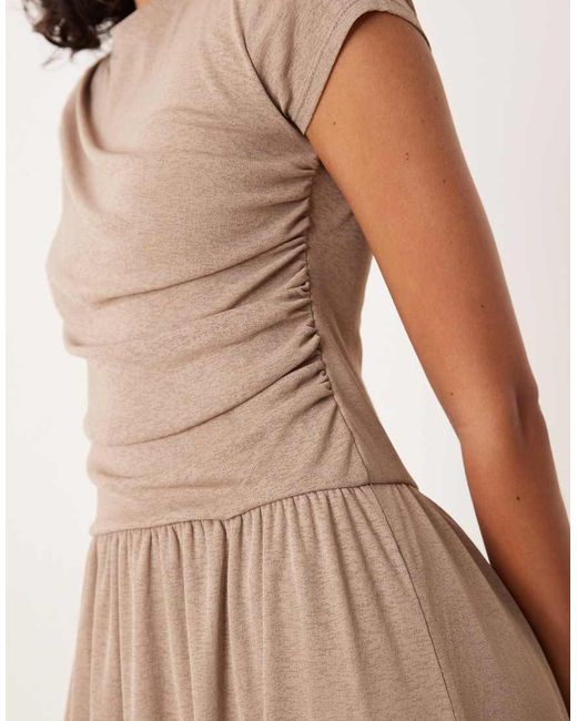 ASOS Natural Drape T-shirt Dropped Waist Maxi Dress