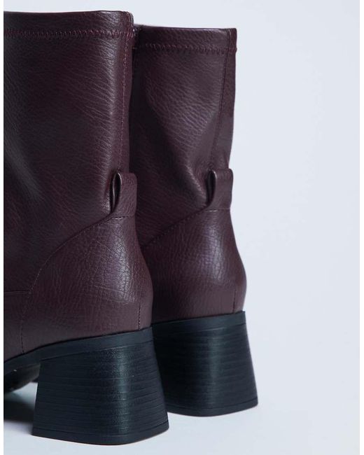 TOPSHOP Purple Niamh Block Heel Ankle Boot
