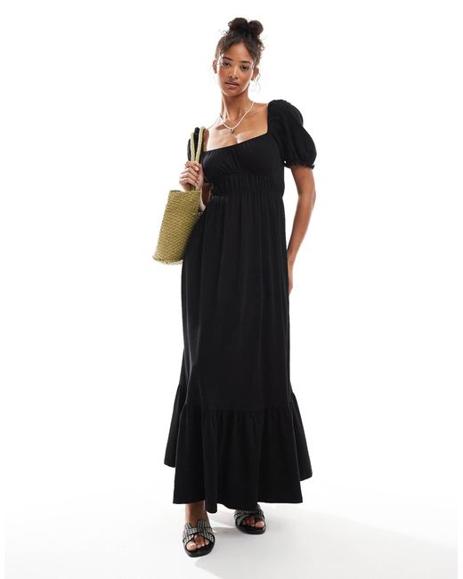 Robe longue avec manches bouffantes Miss Selfridge en coloris Black