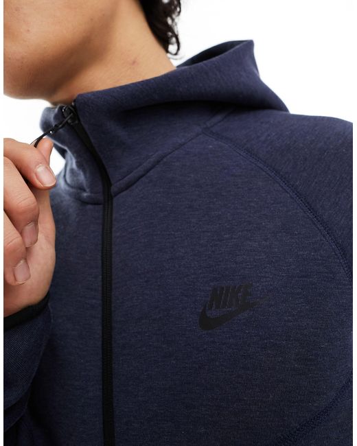 Sudadera azul marino con capucha y cremallera tech fleece Nike de hombre de color Blue