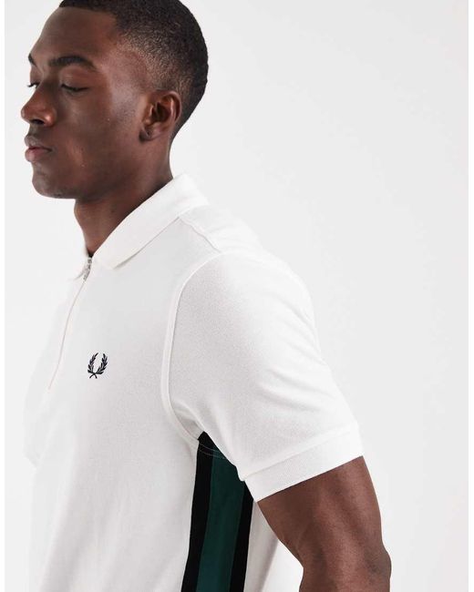 Fred Perry White Tramline Stripe Polo Shirt for men