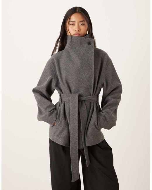 Gina Tricot Gray High Neck Short Jacket