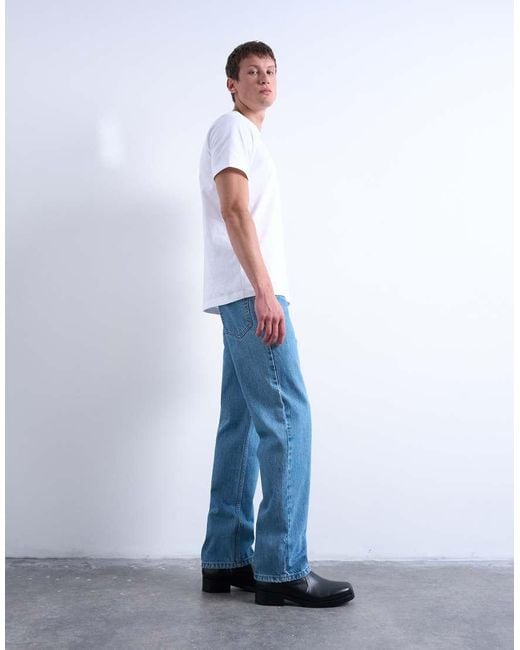 Topman Stijve Jeans Met Rechte Pijpen in het Blue voor heren