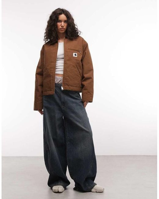 Carhartt Brown Og Detroit Jacket With Contrast Collar