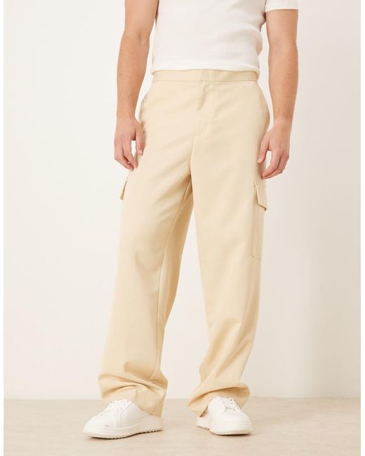 Pantalones De Vestir Cargo Amarillo Pastel Sin Cierres De Pernera Ancha Con Pinzas Delanteras De ASOS de hombre de color Natural