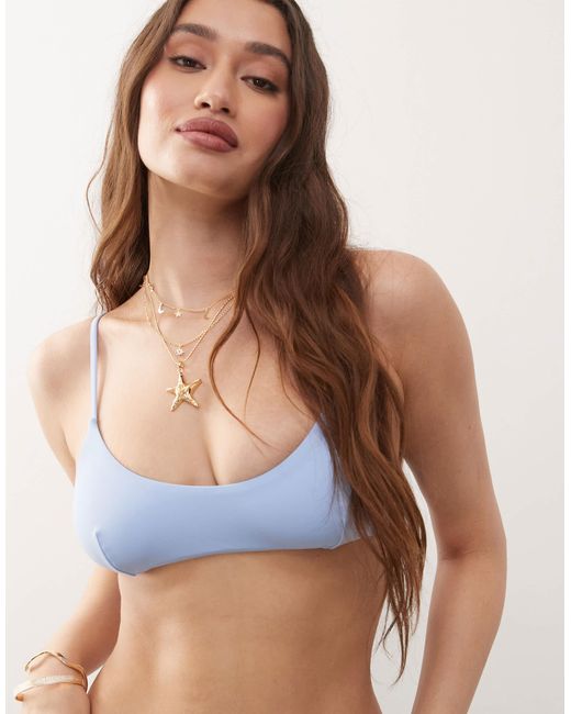 Weekday Blue Scoop Neck Bikini Top
