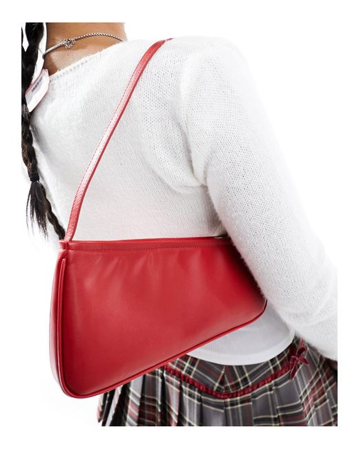 ASOS Red Asymmetric Buckle Shoulder Bag