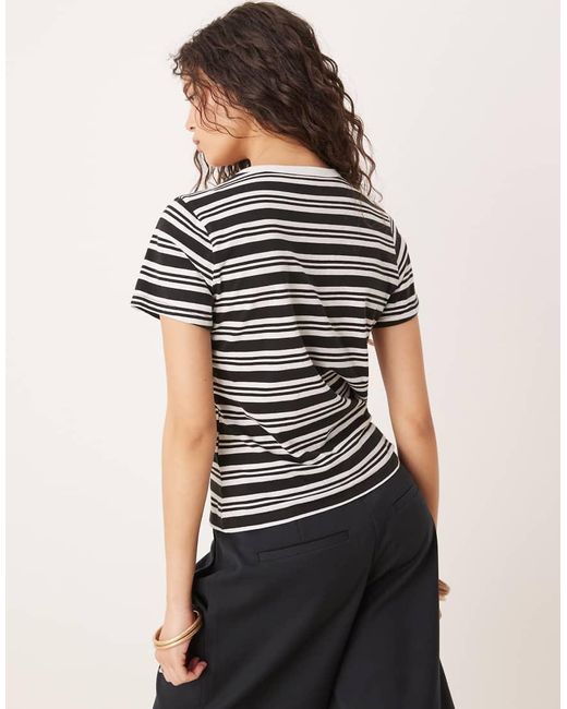 Abercrombie & Fitch Gestreept T-Shirt Met Korte Mouwen in het Black