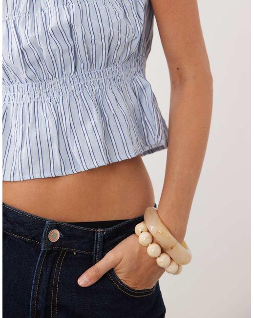 Mango Blue Teen Sleeveless Shirred Top