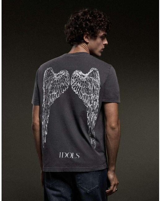 Bershka Black Short Sleeve Yungblud Print T-Shirt for men