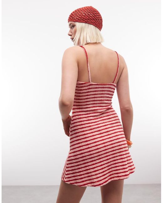 Reclaimed Vintage Striped Textured Mini Dress