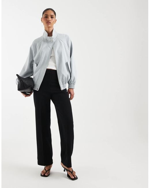 ASOS Gray Linen Funnel Neck Jacket