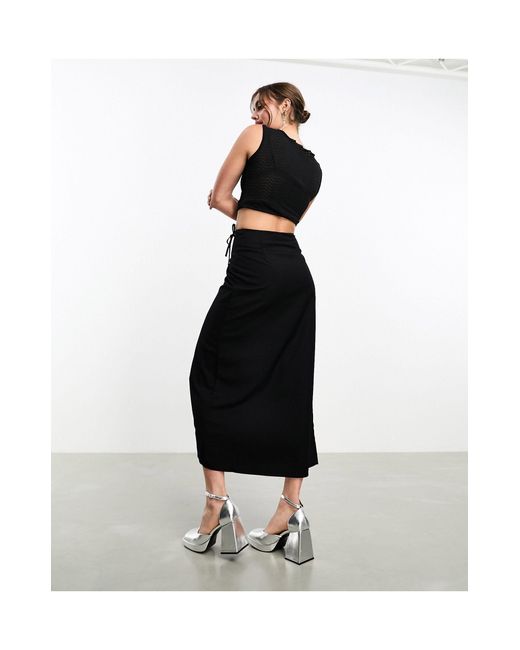 Monki Black Maxi Skirt With Thigh Split