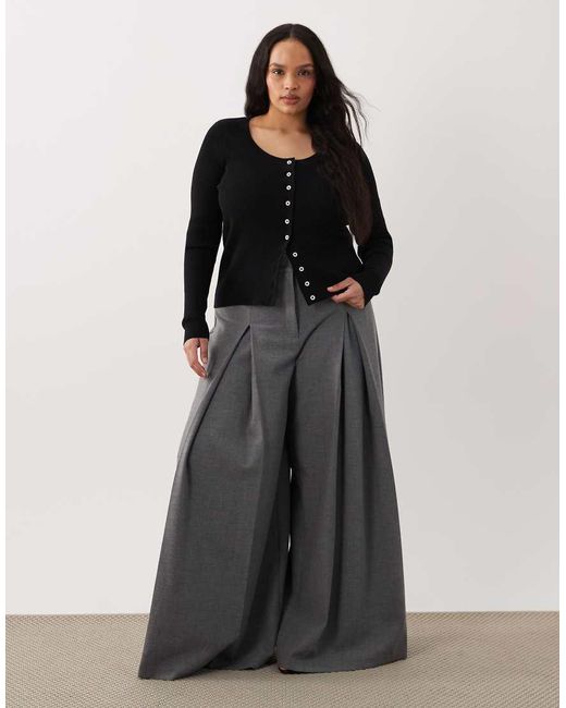 ASOS Black Asos Design Curve Cotton Blend Wide Scoop Cardigan With Contrast Buttons