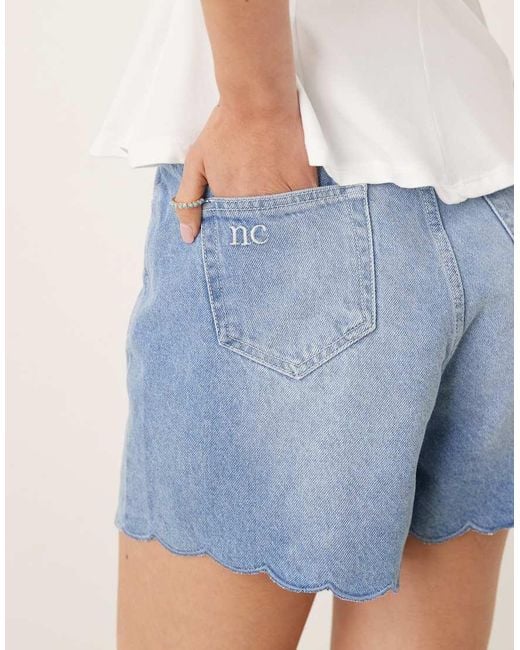 Nobody's Child Blue Denim Shorts With Scallop Trim