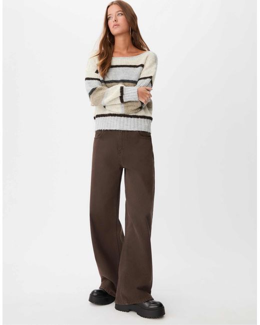 Stradivarius White – gestreifter pullover