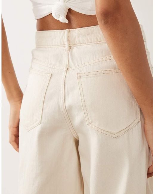 Vila Natural Contrast Stitch Longline Denim Shorts