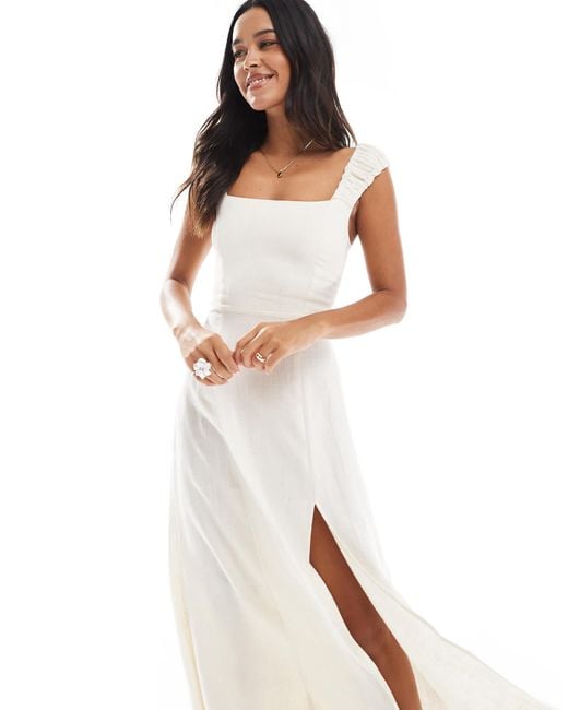 Stradivarius White – midi-milchmädchenkleid