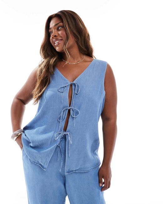 Vero Moda Blue Tie Front Top Co-ord