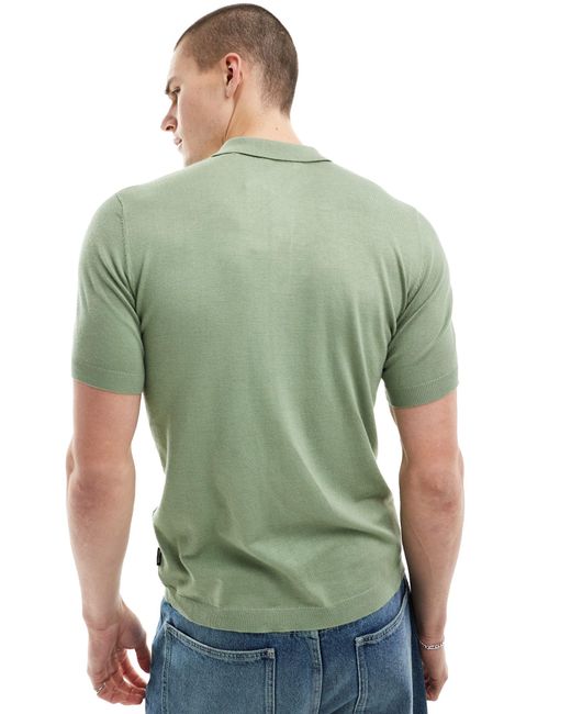 Only & Sons Green Knitted Polo for men