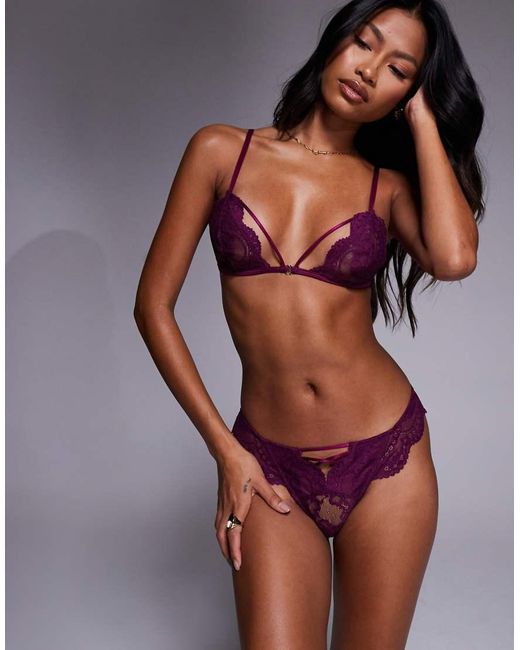 ASOS Purple Drew Strappy Lace Brazilian Briefs