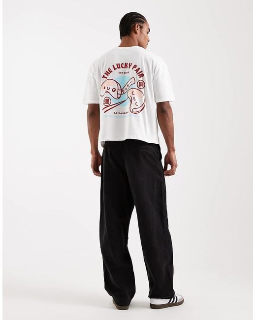 ASOS White Boxy Oversized T-shirt With Sushi Graphic for men