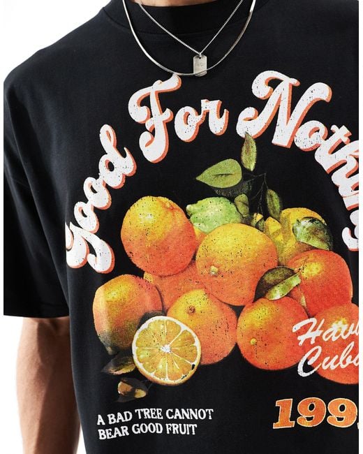 Good For Nothing Black Orange Graphic T-shirt for men
