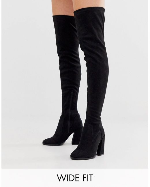 wide leg suede knee high boots