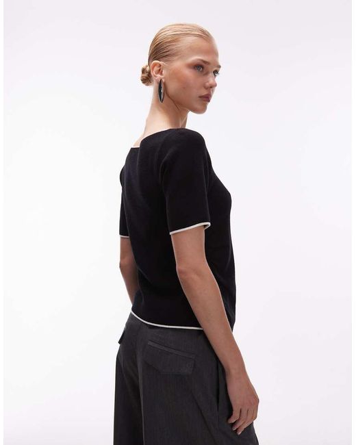 ASOS Black Ruched Side Asymmetric T-shirt
