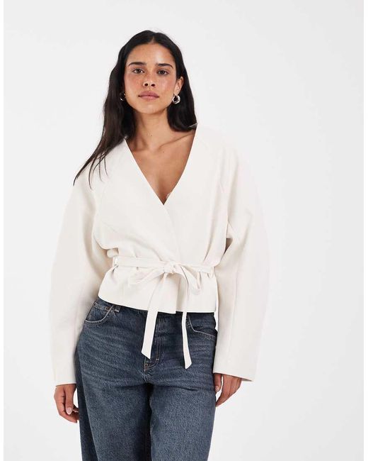 ASOS Blue Cropped Rounded Shoulder Blazer