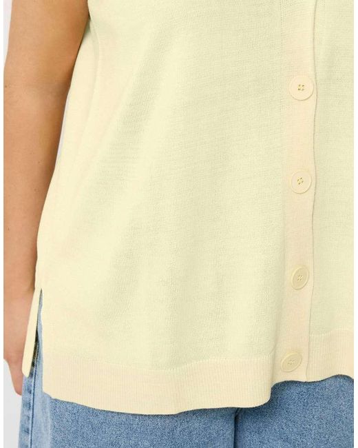 Yours Clothing Natural Knitted Button Front Vest Top