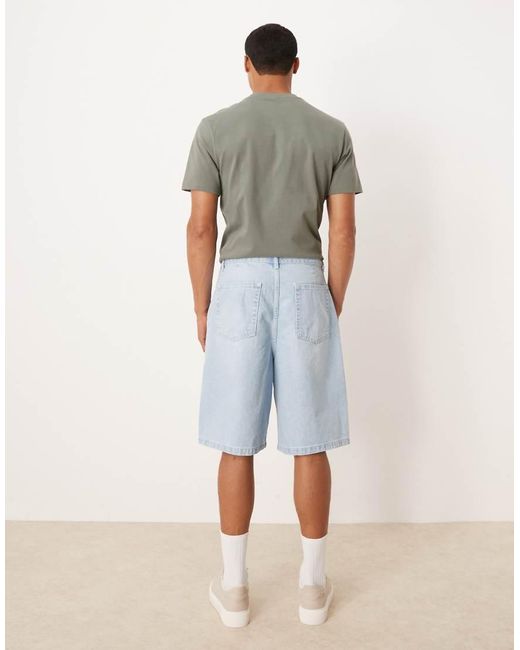 Pantalones Cortos Vaqueros De Corte Alargado Con Y Pinzas Dobles De -Azul ASOS de hombre de color Natural