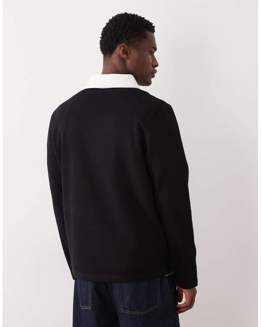 ASOS Black Polo Sweatshirt With Contrast Collar for men