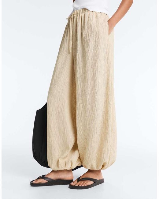 Oysho White Maxi Striped Bloomer Trousers