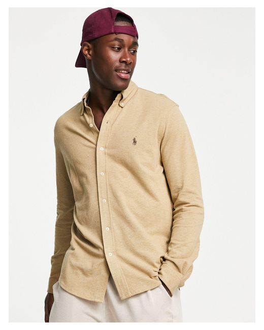 Camisa color jaspeado abotonada Polo Ralph Lauren de Algodón de color  Marrón para hombre | Lyst