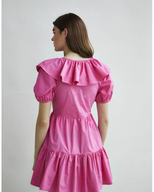 Glamorous Pink Puff Ruffle Mini Dress